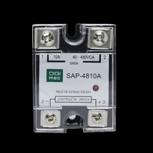 Rele de Estado Sólido Monofásico 10Amp. 480Vca 90-280VCA SAP-4810A Digimec