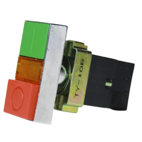 Botão de comando metálico duplo com iluminação 22mm verde/vermelho 1NA+1N HB2-BW8465