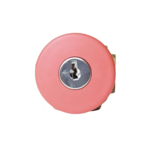 Botão de comando metálico destrava com chave 22mm vermelho, bloco de contato 1NF HB2-BS142