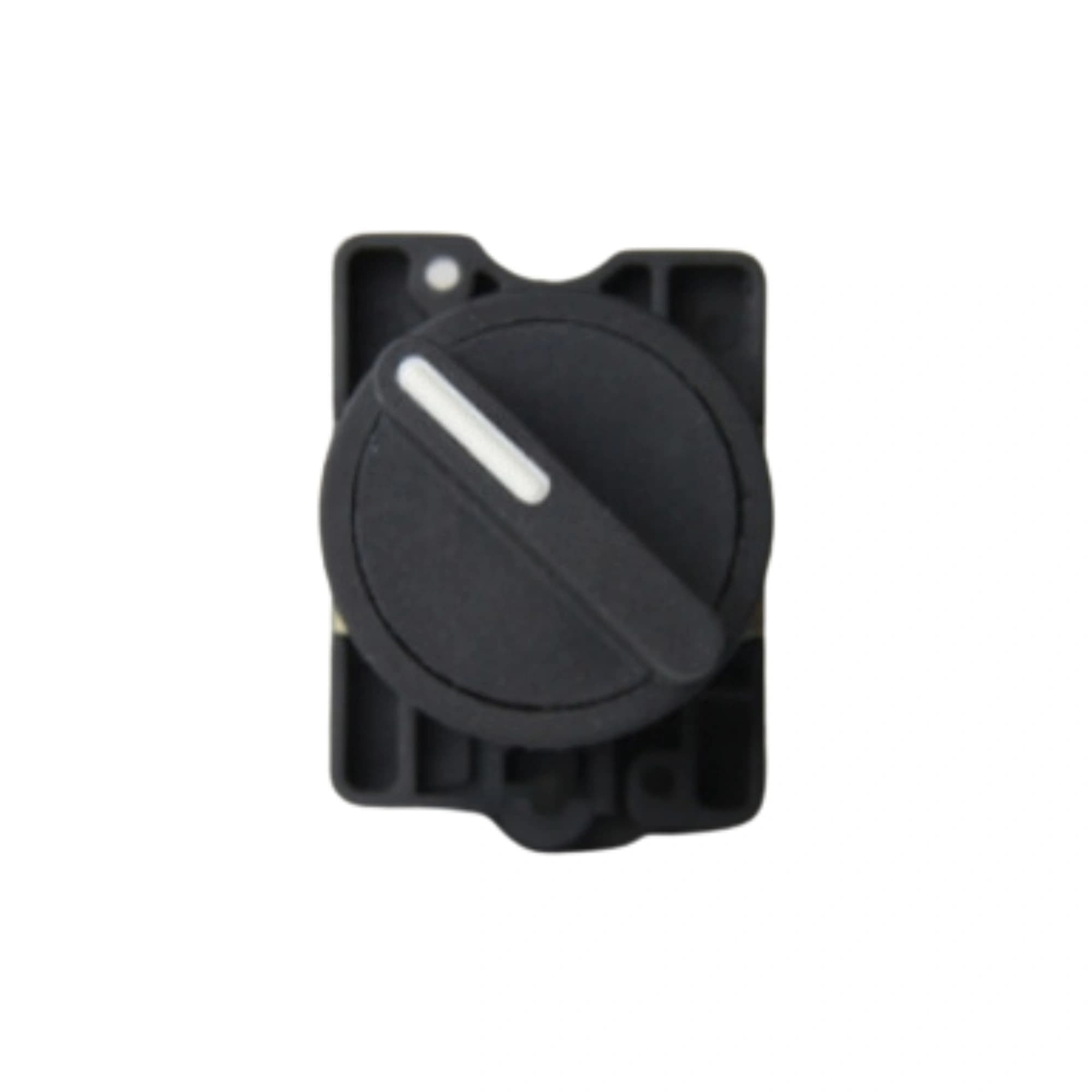 Comutador plástico manopla curta 22mm preto 2 posições com retorno esquerda 1NA HB2-ED41