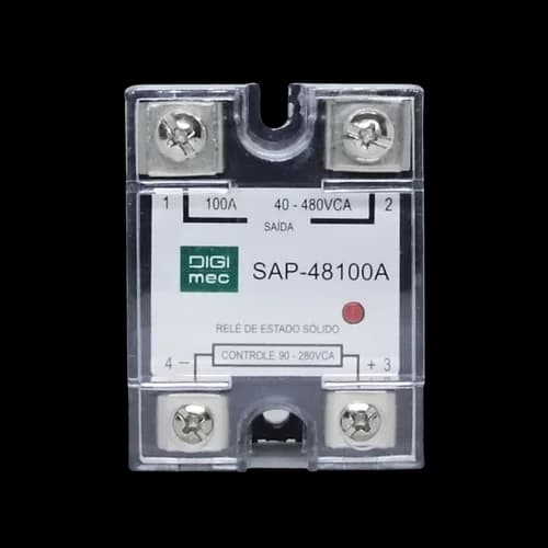 Rele de Estado Sólido Monofásico 100Amp. 480Vca 90-280VCA SAP-48100A Digimec