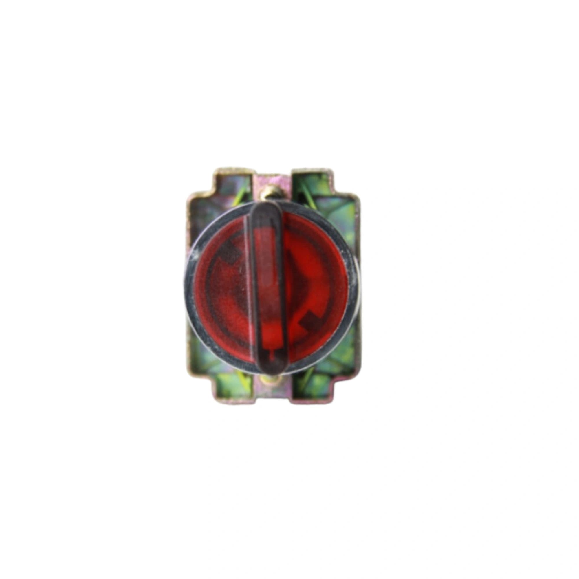 Comutador metálico manopla curta iluminado vermelho 22mm 3 posições fixas 1NA+1NF HB2-BK3465