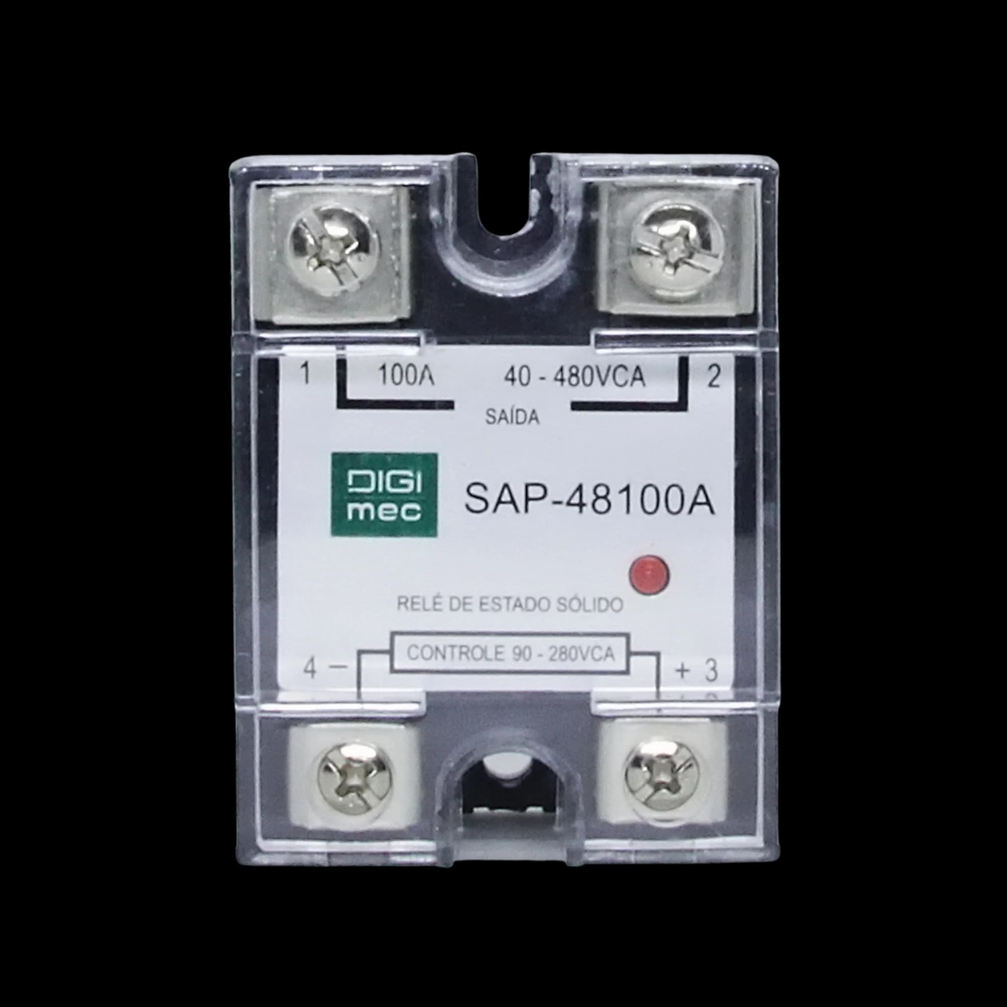 Rele de Estado Sólido Monofásico 100Amp. 480Vca 90-280VCA SAP-48100A Digimec
