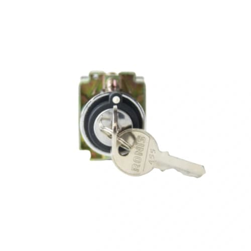 Comutador metálico com chave 22mm 3 posições fixas-retira chave esquerdo/direito 2NA HB2-BG53