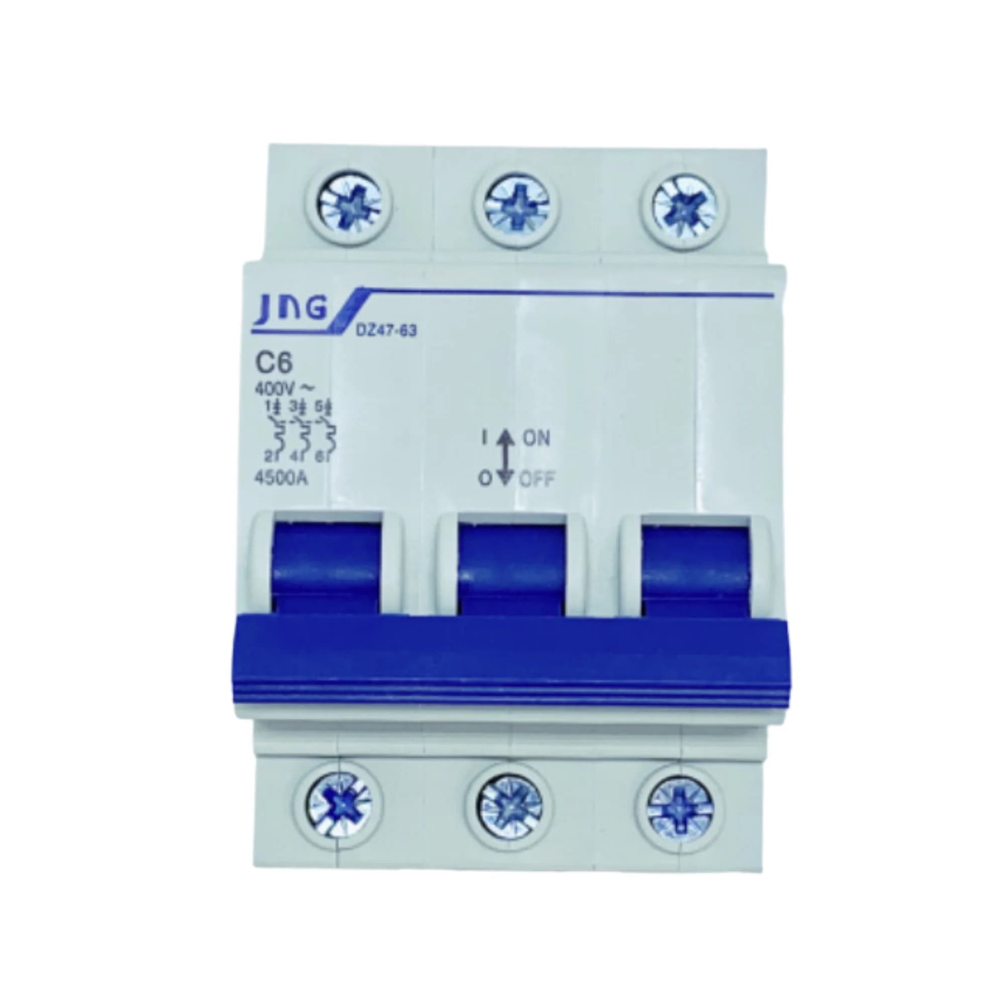 Mini disjuntor Tripolar 6Amp., curva C, 3Ka. DZ4763 3P 6A