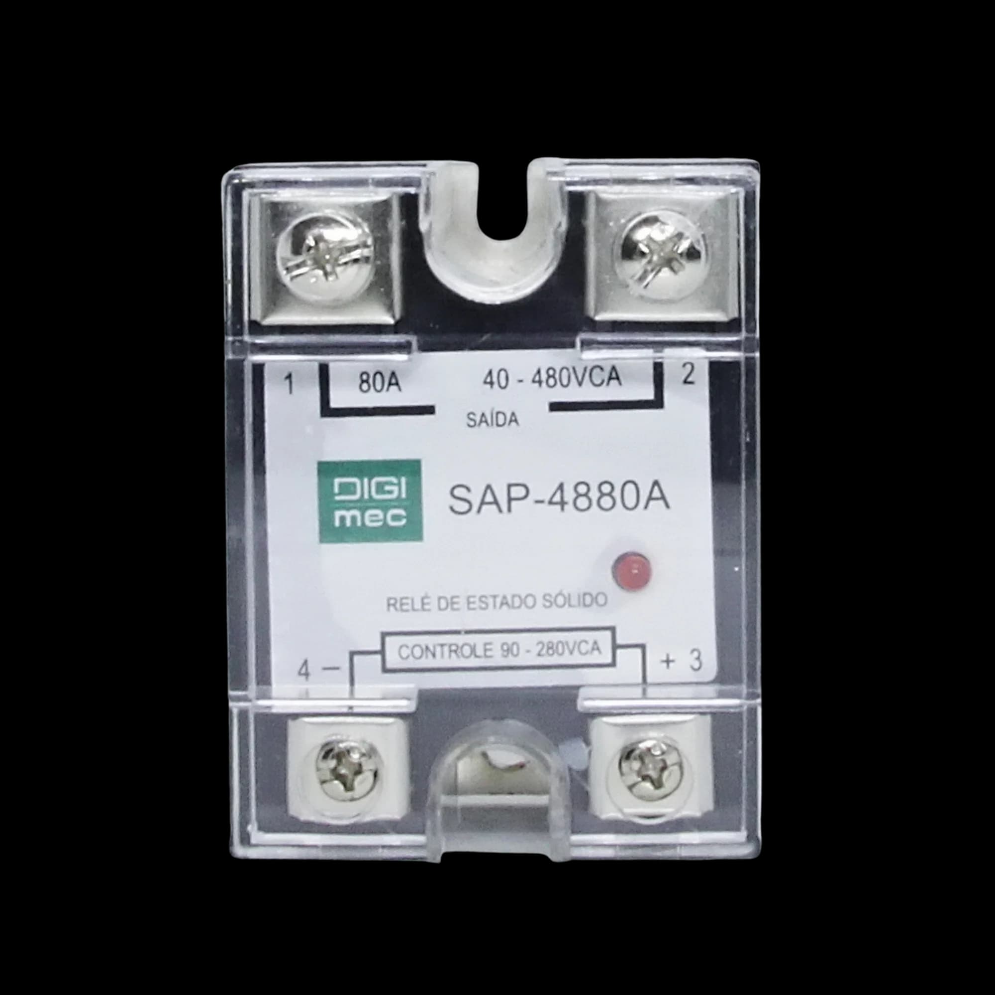 Rele de Estado Sólido Monofásico 80Amp. 480Vca 90-280VCA SAP-4880A Digimec