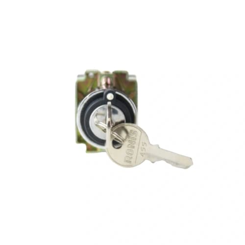 Comutador metálico com chave 22mm 3 posições fixas-retira chave ao centro 2NA HB2-BG33