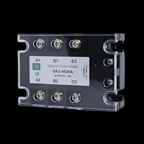 Rele de Estado Sólido Trifásico 25Amp. 480Vca 90-280Vca SA3-4025A Digimec