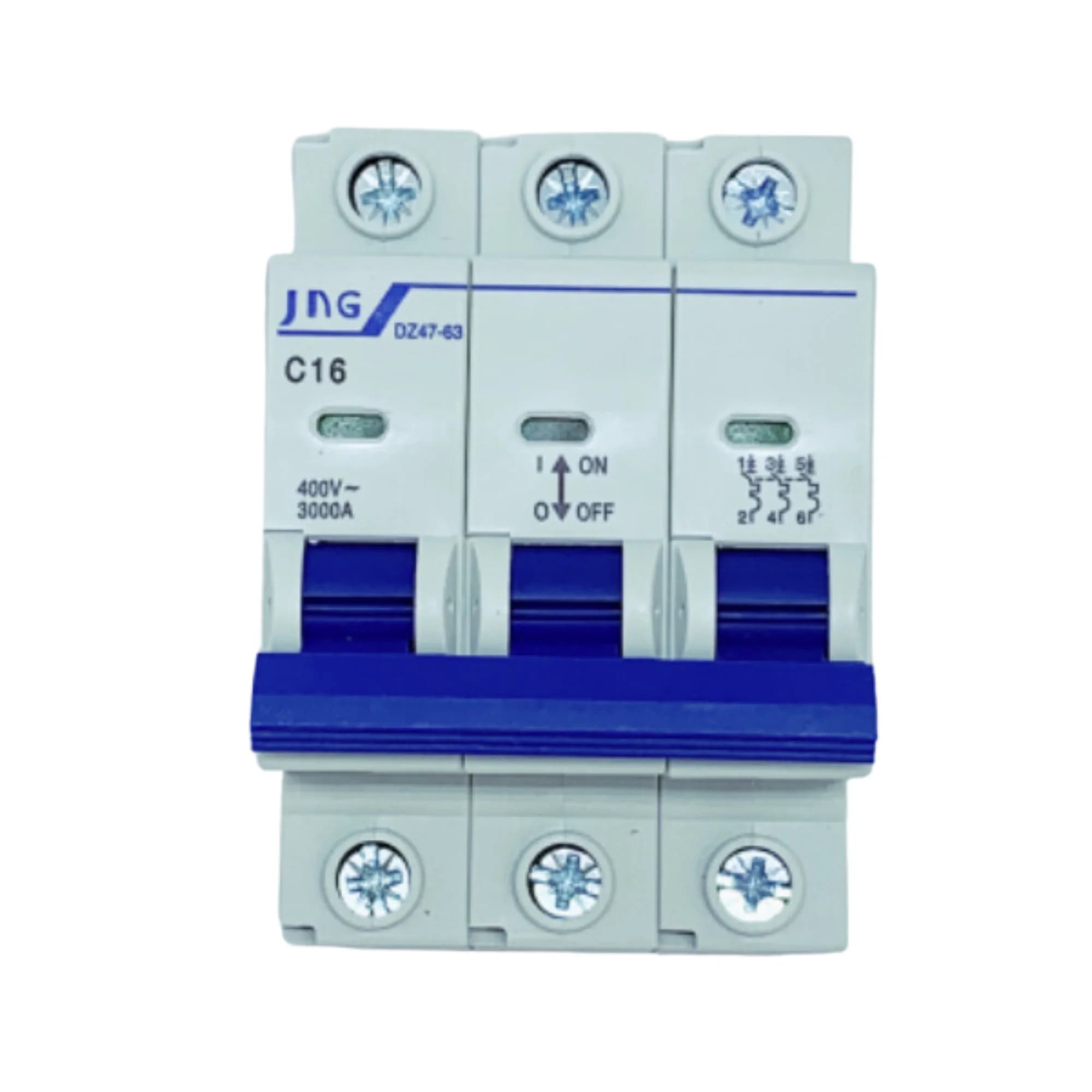 Mini disjuntor Tripolar 16Amp., curva C, 3Ka. DZ4763 3P 16A