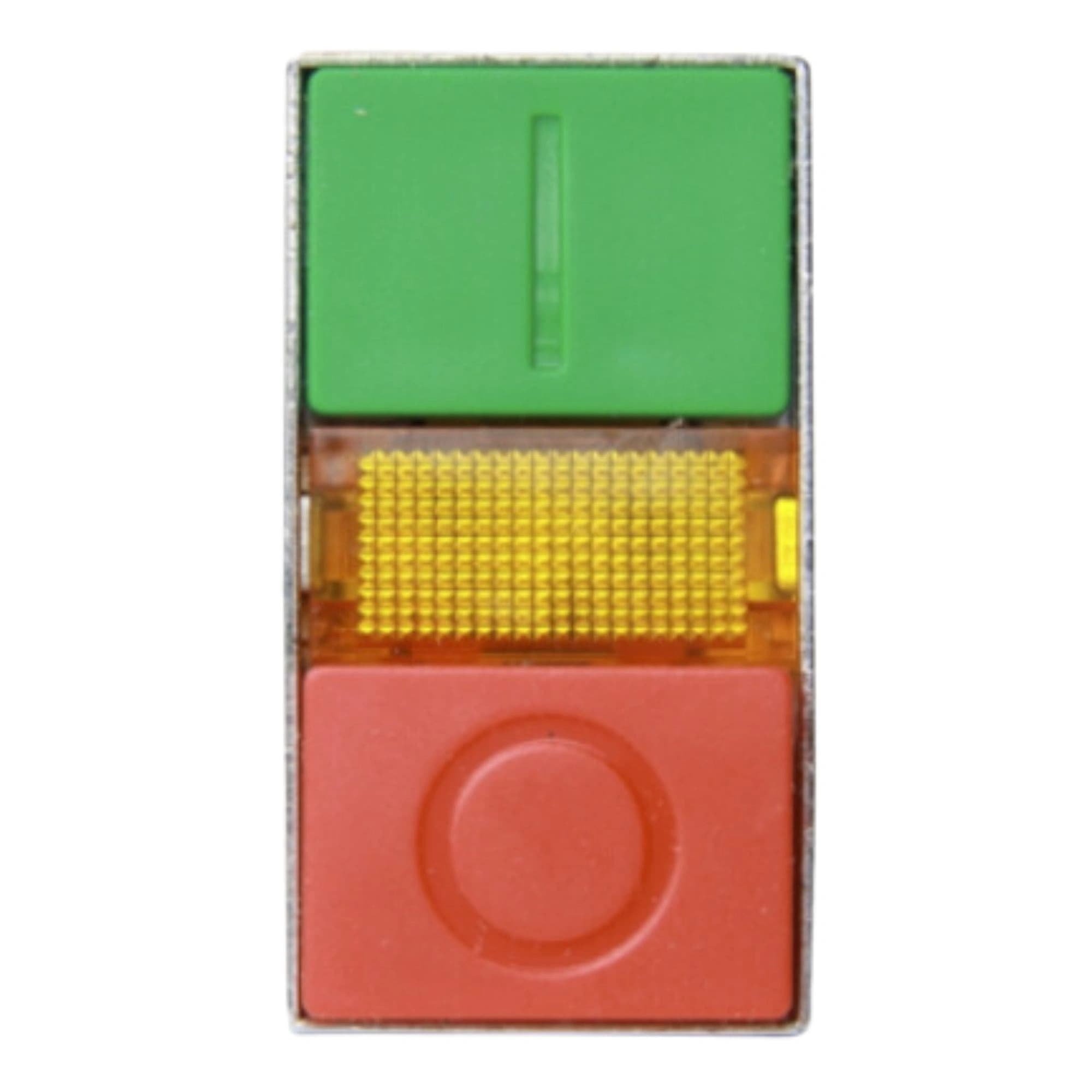 Botão de comando metálico duplo com iluminação 22mm verde/vermelho 1NA+1N HB2-BW8465