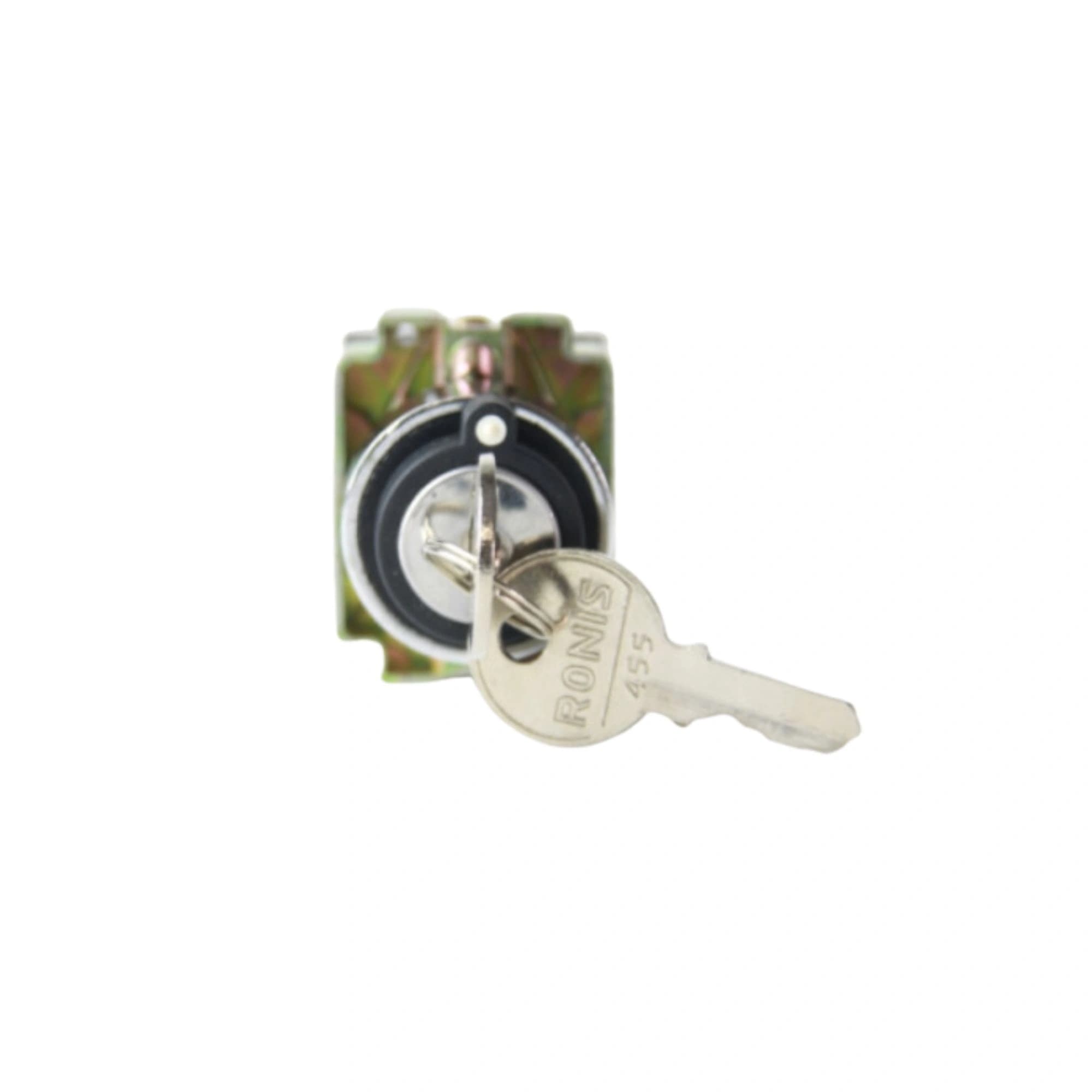 Comutador metálico com chave 22mm 3 posições fixas-retira chave ao centro 2NA HB2-BG33